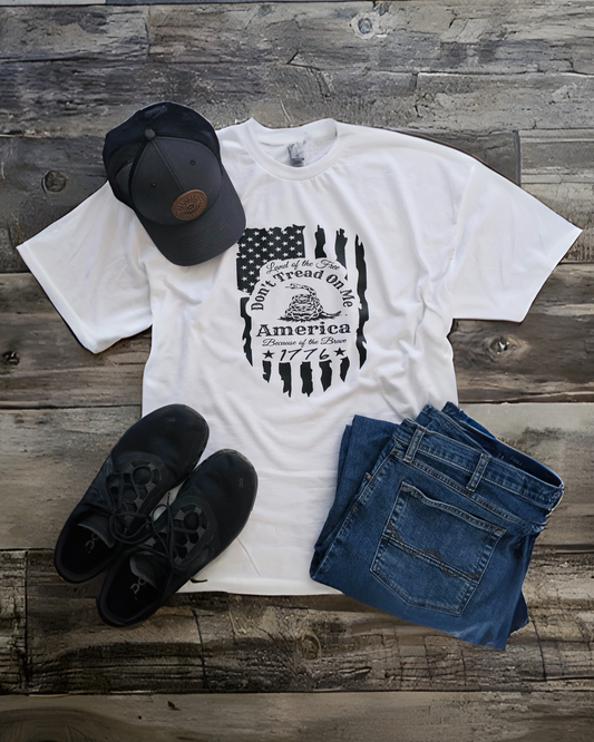 Don't Tread On Me-Land of the Free Because of the Brave T-Shirt